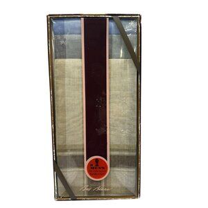 NOS Bill Blass Fine Woven Handkerchiefs Set Of 3 in Original Box Blue Brown Grey